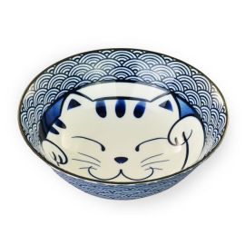 Donburi Bowl -Seigaiha Cat Blue **SP