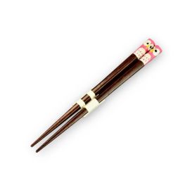 Kids Chopsticks -Tegaki Fukurou Pink 手描ふくろう