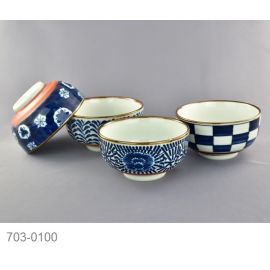 Mini-Don bowl set/4 -Sometsuke (D14cm)　染付