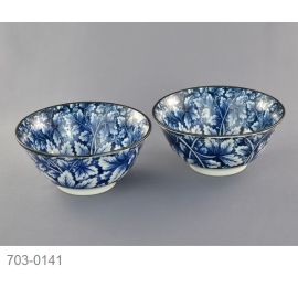 Donburi bowl Set/2 -Aizome Botan (D15cm)　藍染牡丹