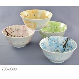 Mini-Don bowl set/4 -Ume Kaoru(D14cm)　梅薫
