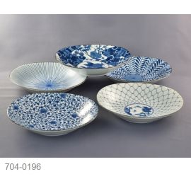 Deep Plate Set/5 -Ai Egawari (L22cm) 藍絵変わり